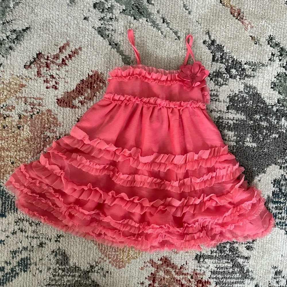 Like new Baby Gap 18-24 Months Girl Pink Passion Tulle Tier Ruffle Dress